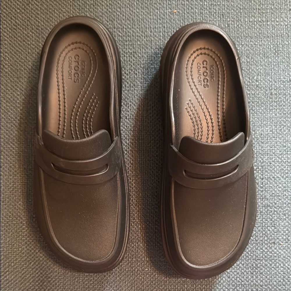 CROCS Black Slip-On Loafers with Platform Sole